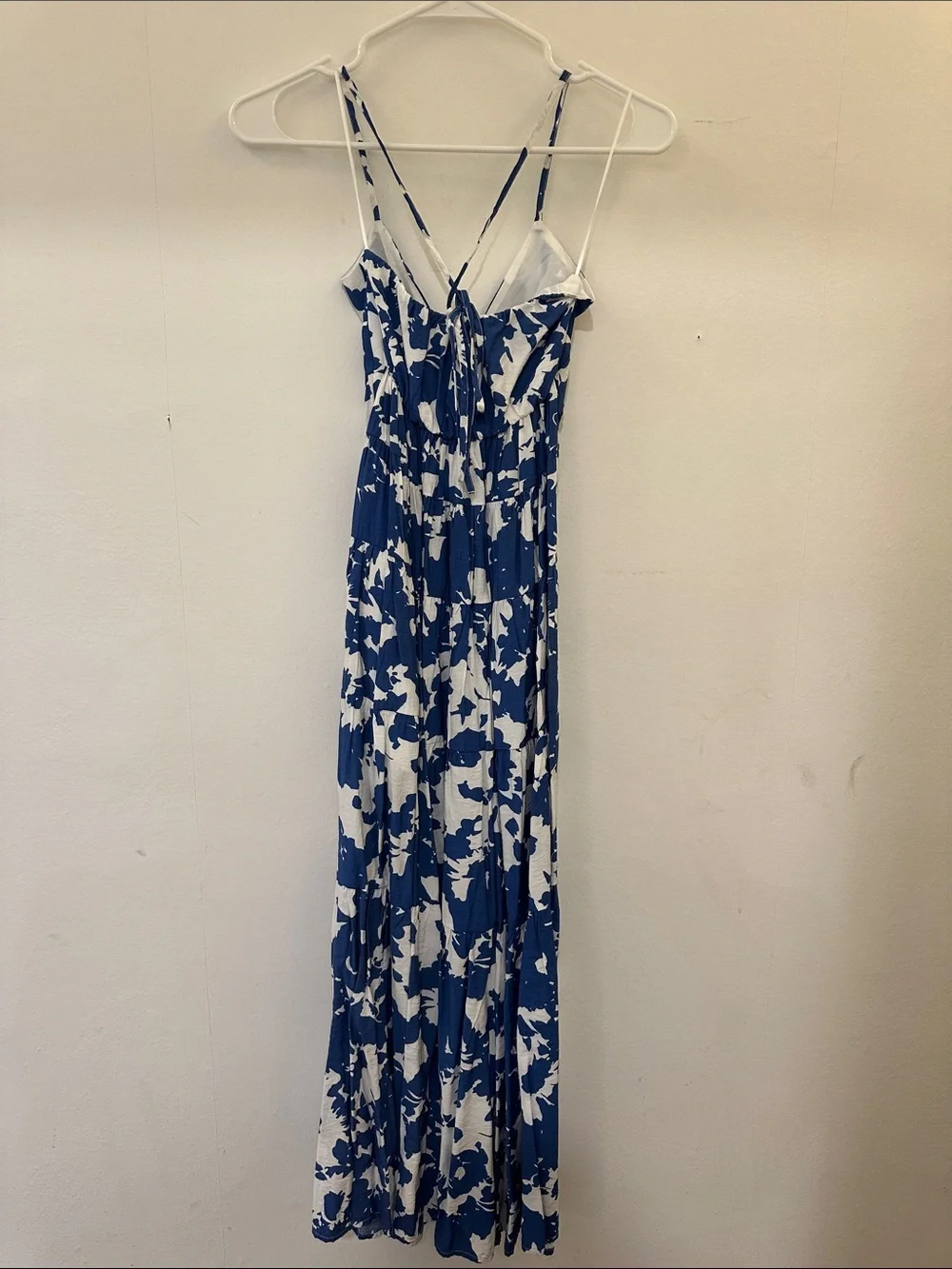 Abercrombie Blue & White Floral Maxi Dress with Spaghetti Straps